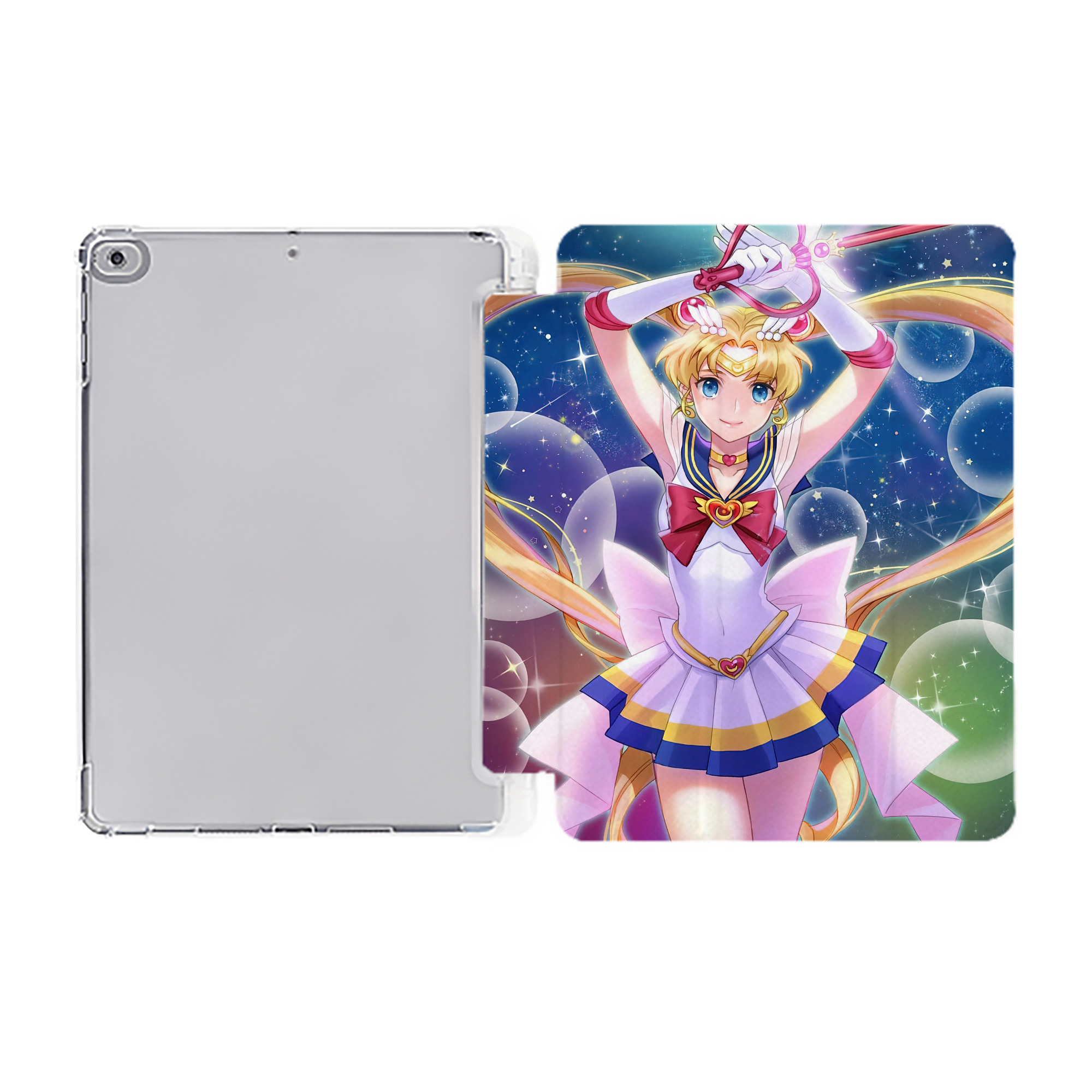 （画像用） 美少女戦士セーラームーン Sailor Moon IPad ケース ペン収納付き 三つ折りスタンド PUレザー×シリコン 対応機種9.5/10.5/10.9インチ